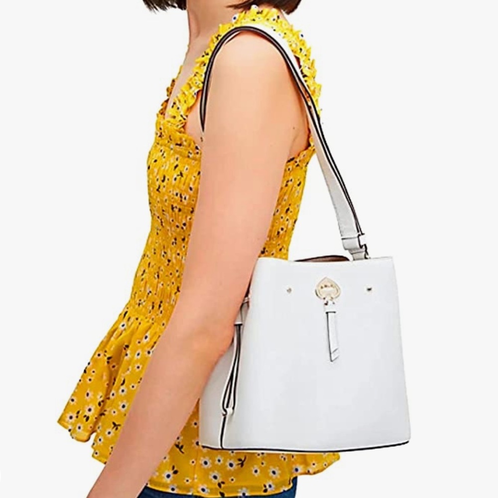 kate spade White Leather Bucket Shoulder Bag